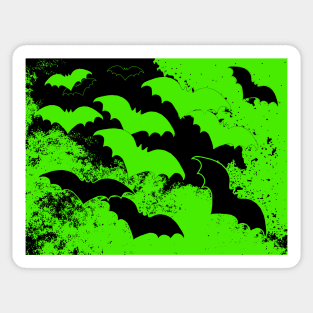 Black Bats In Flight Green Sticker
